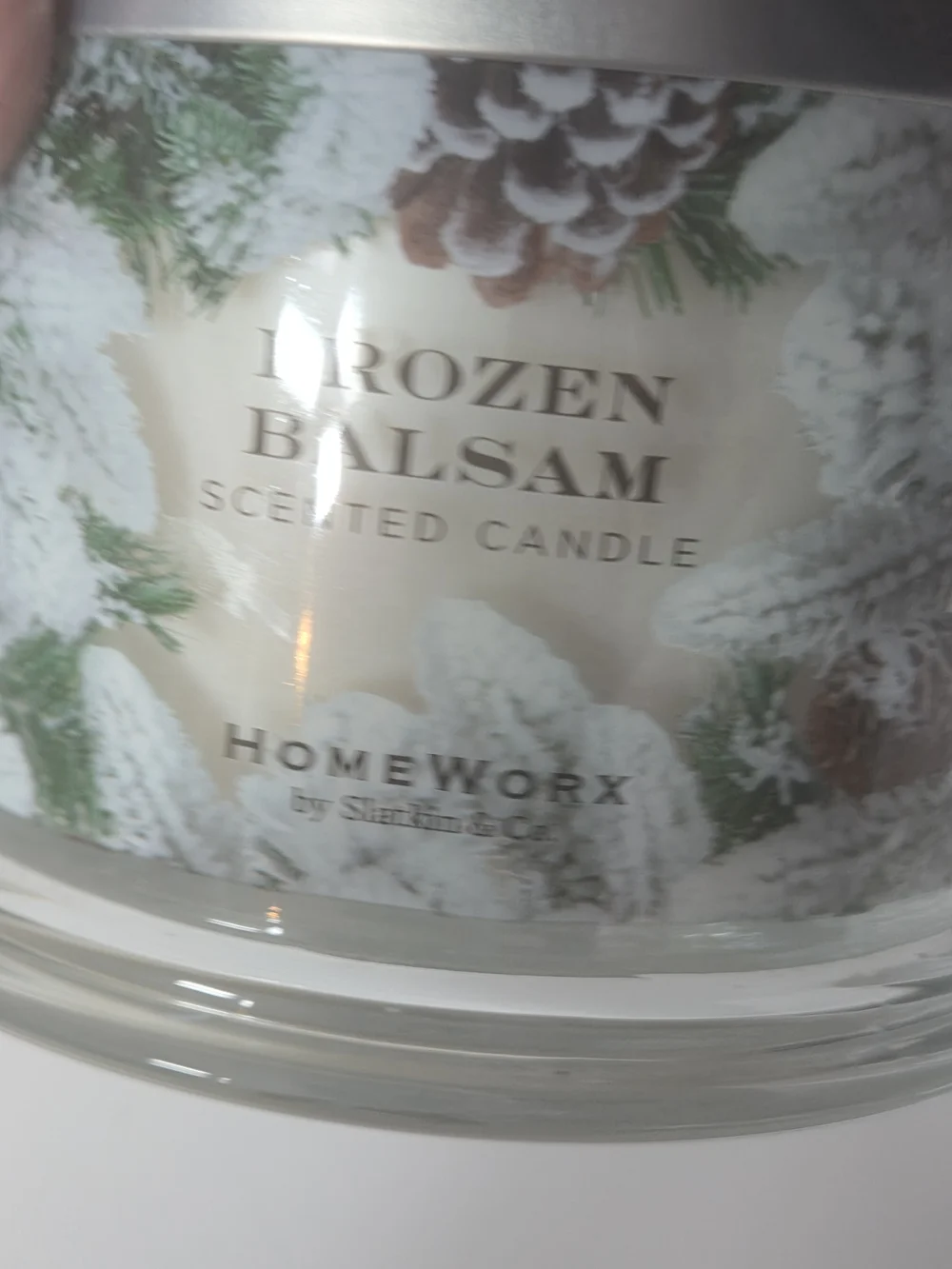 homeworx by slatkin co Frozen balsam 4 wick scented candle white jar